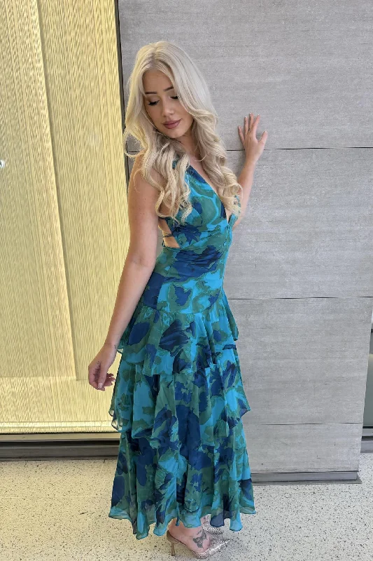 Elleny Maxi Dress - Green Floral