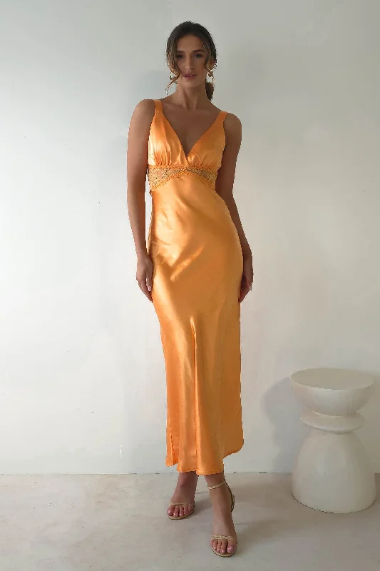 Juliette Soft Satin Maxi Dress | Mango/Orange