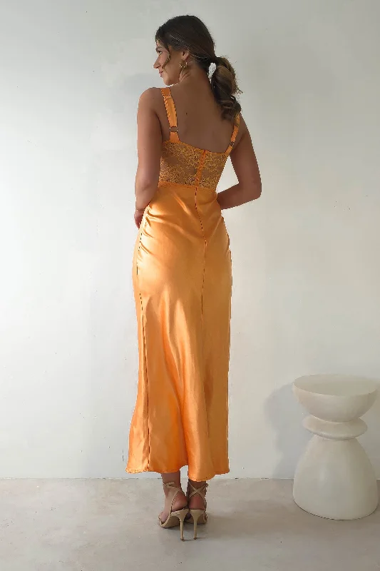 Juliette Soft Satin Maxi Dress | Mango/Orange