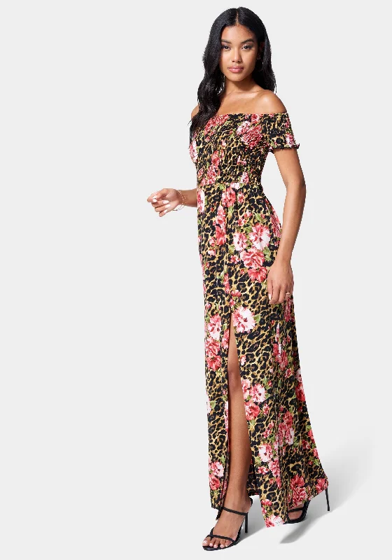 Off Shoulder Slit Maxi Dress