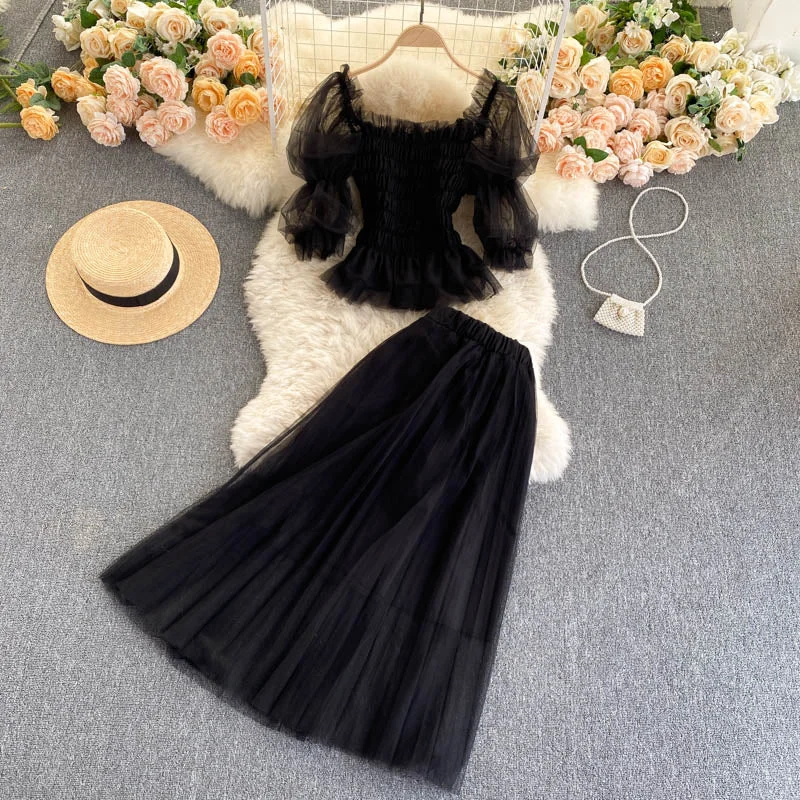 Cute tulle two pieces dress fashion dress  631