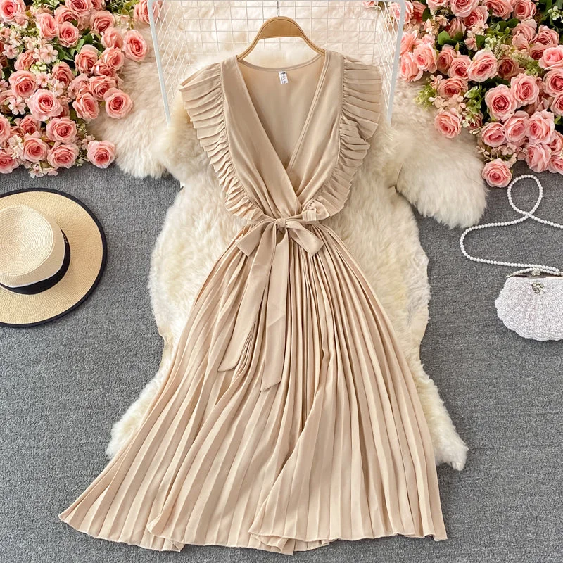 Cute v neck short A line dress fashion dress  393